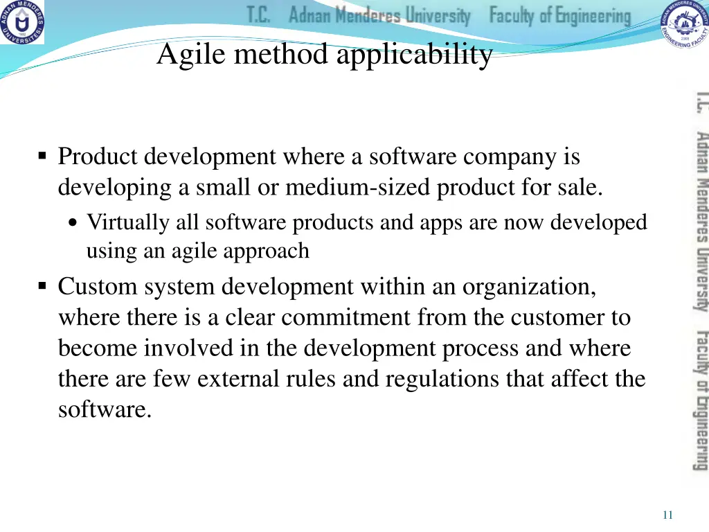 agile method applicability
