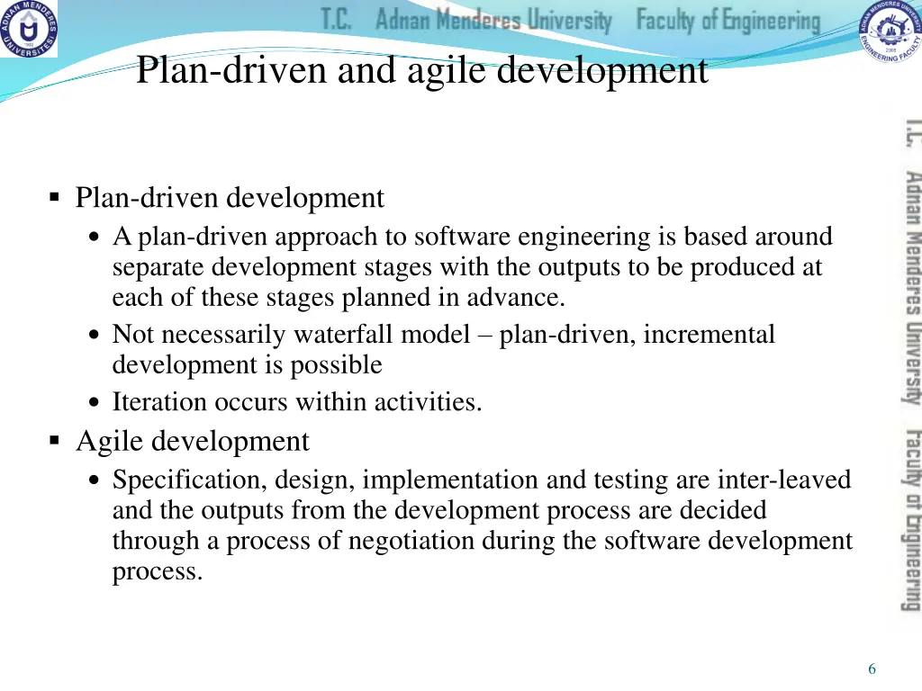plan driven and agile development 1