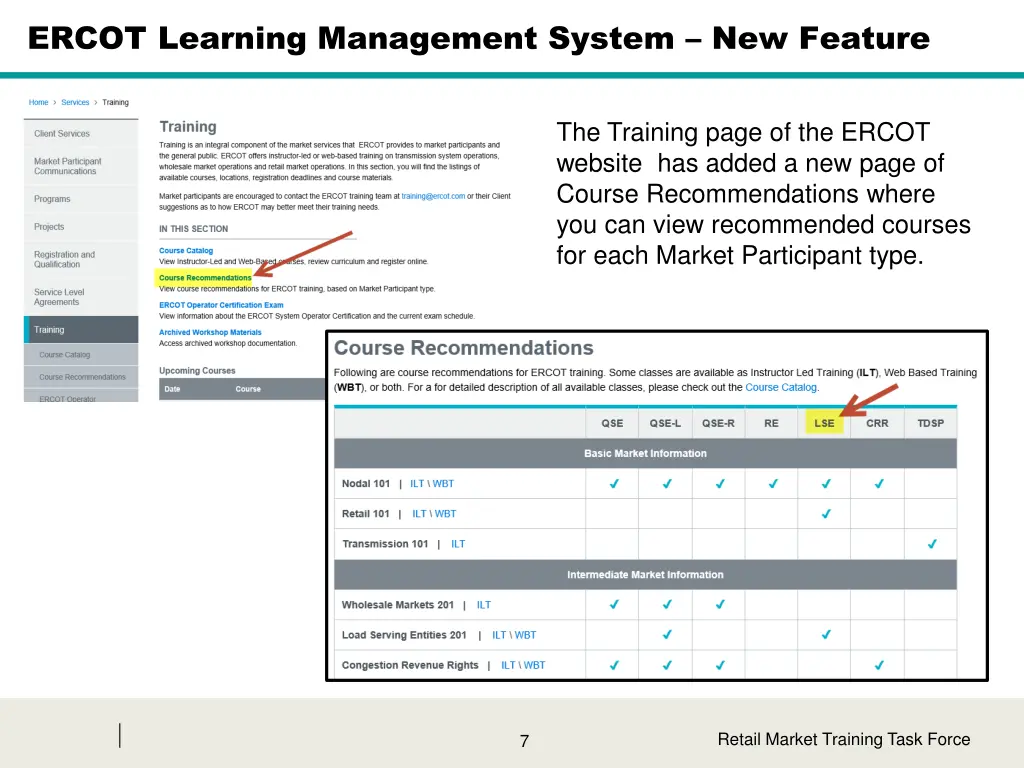 ercot learning management system new feature