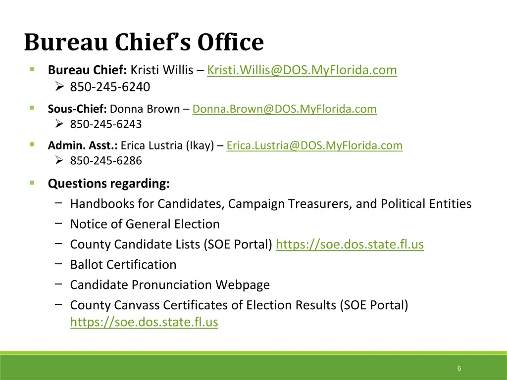 bureau chief s office bureau chief kristi willis