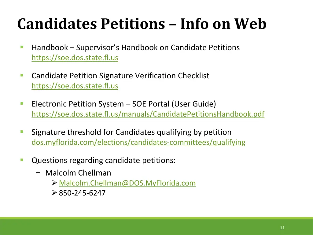candidates petitions info on web