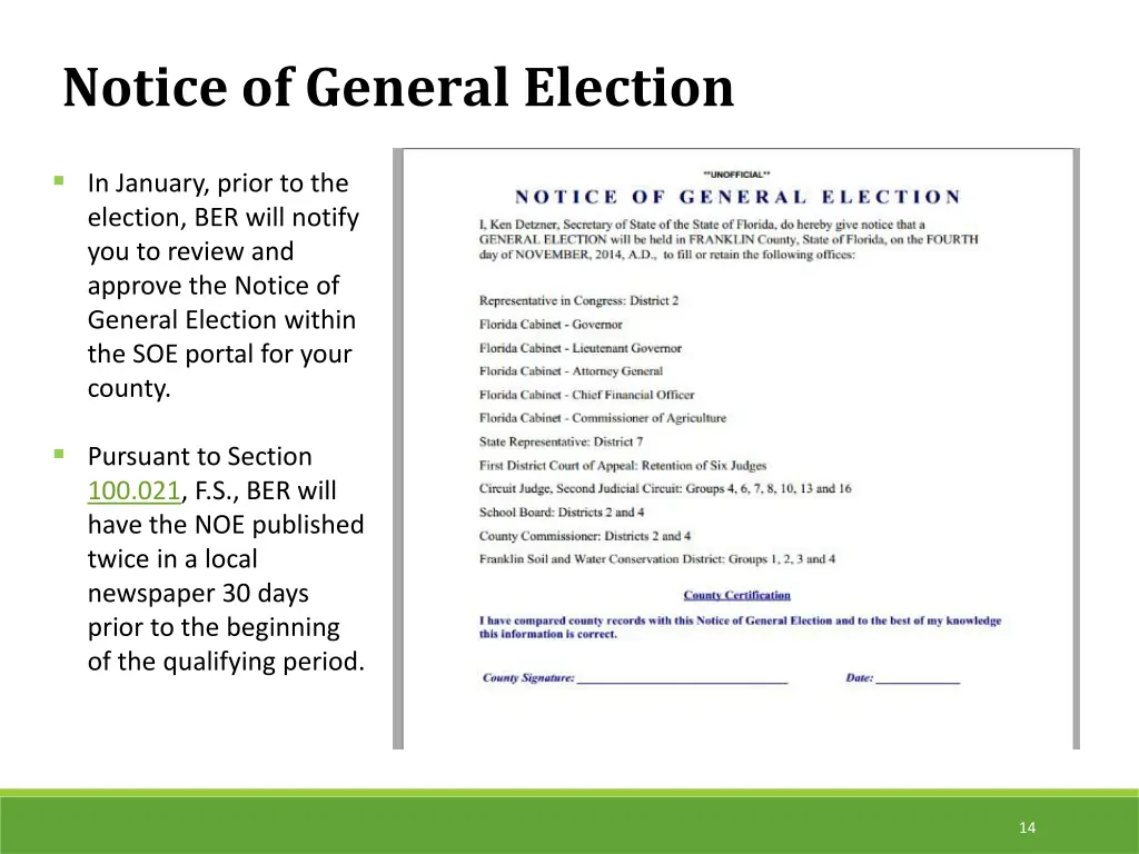 notice of general election