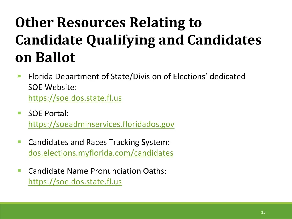 other resources relating to candidate qualifying