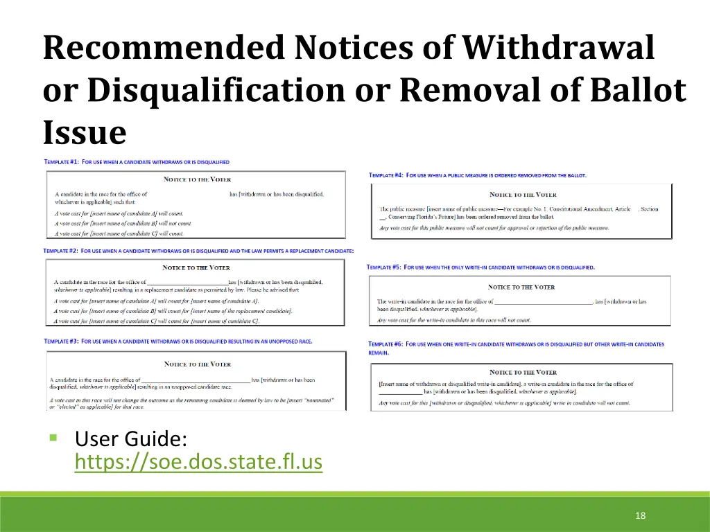 recommended notices of withdrawal