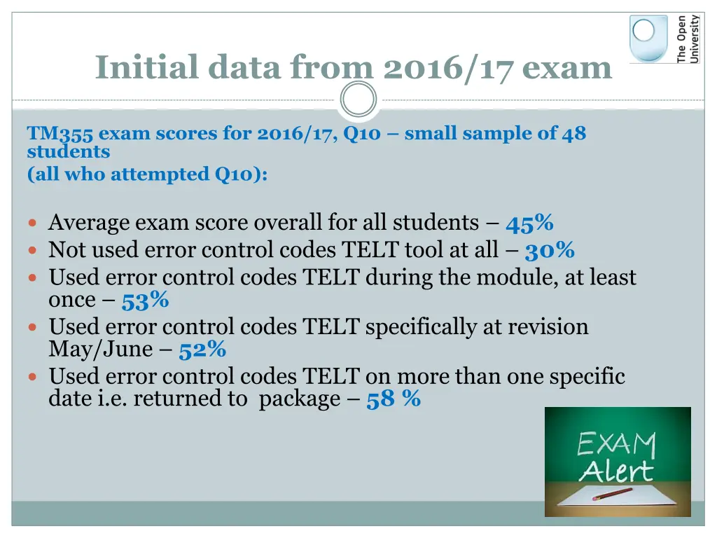 initial data from 2016 17 exam