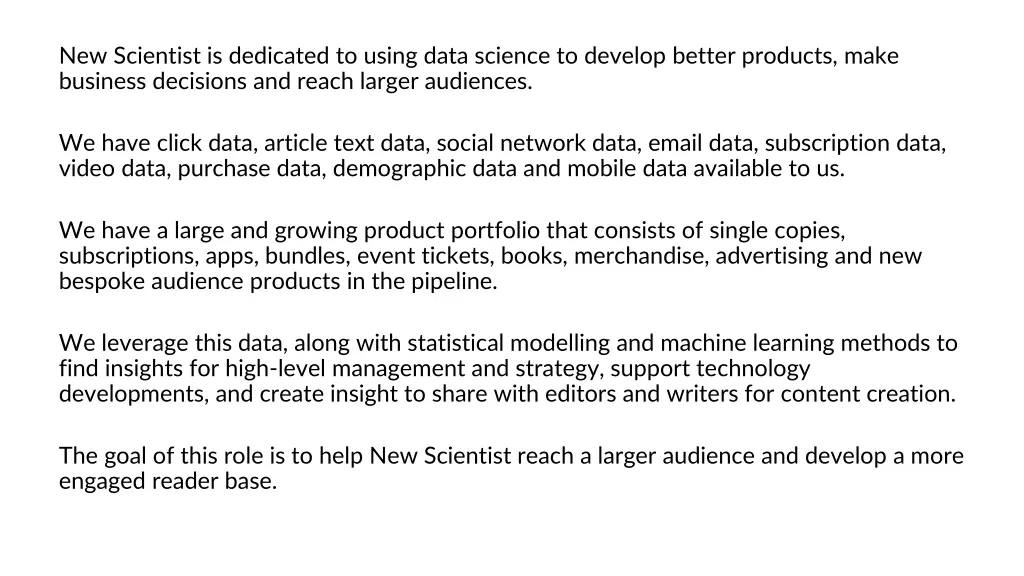 new scientist is dedicated to using data science