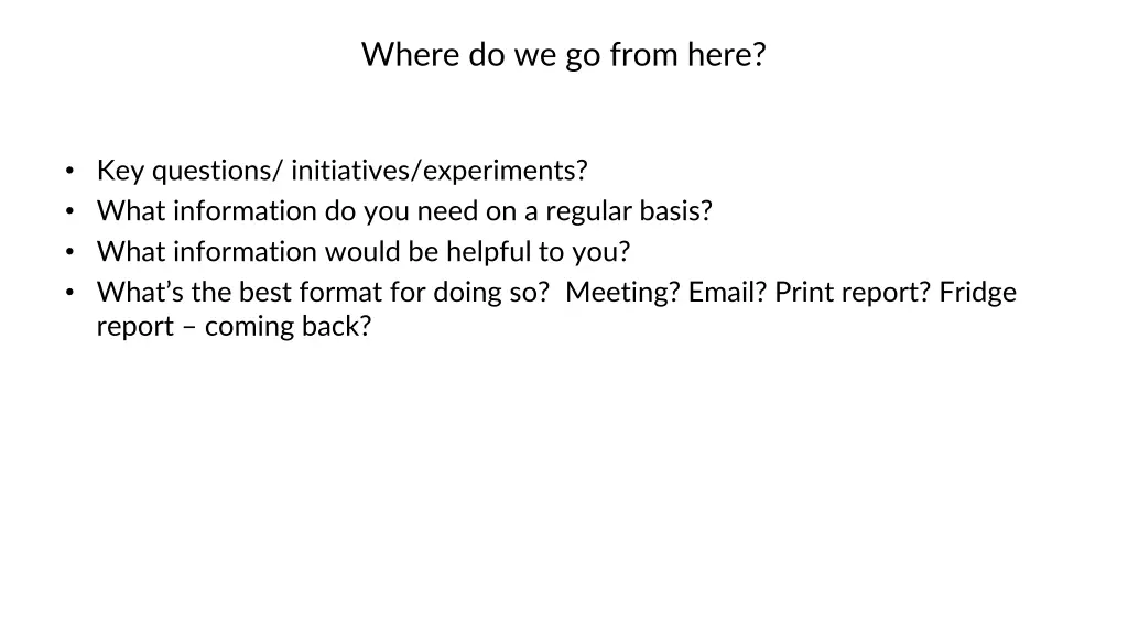 where do we go from here 1