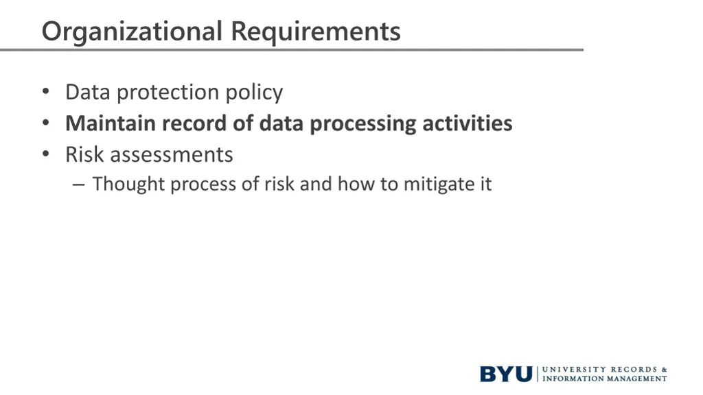 organizational requirements