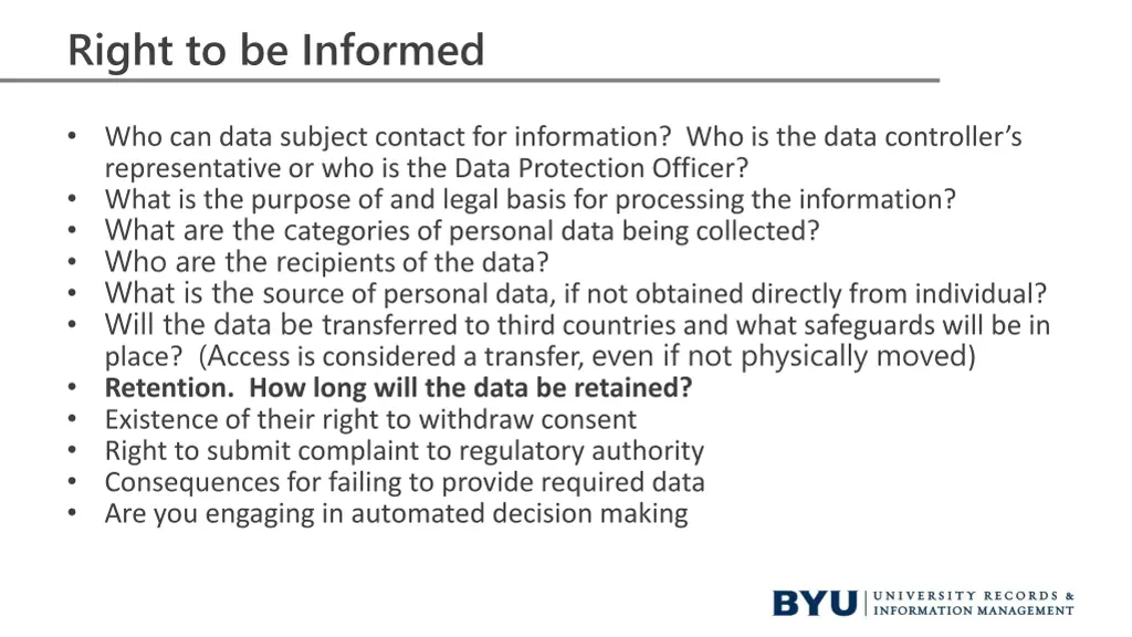 right to be informed