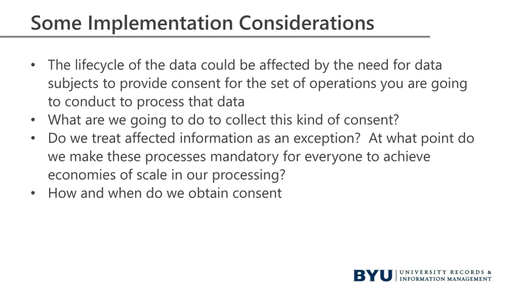 some implementation considerations