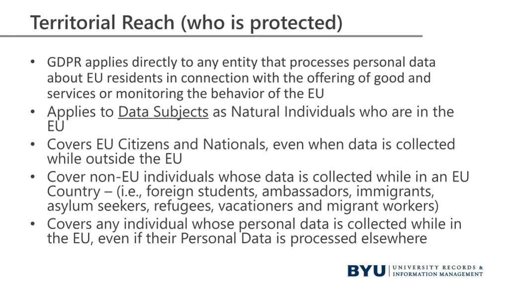 territorial reach who is protected