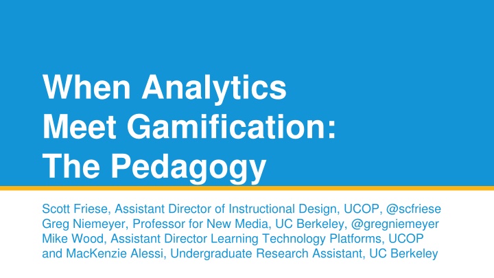 when analytics meet gamification the pedagogy