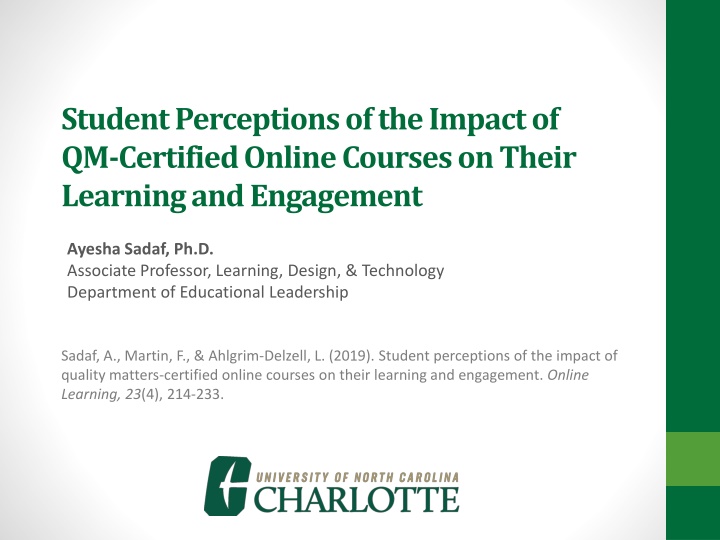 student perceptions of the impact of qm certified