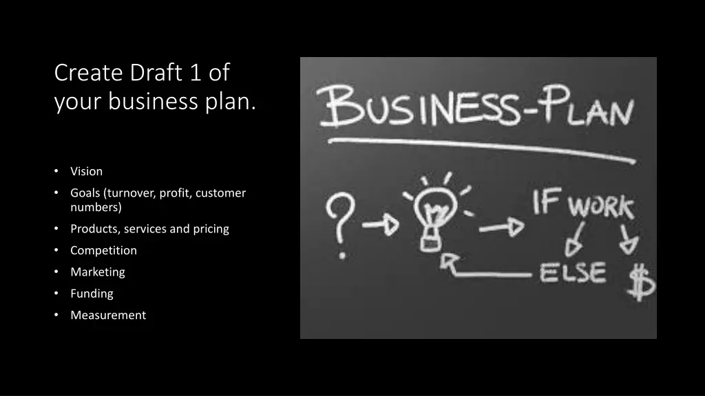create draft 1 of your business plan