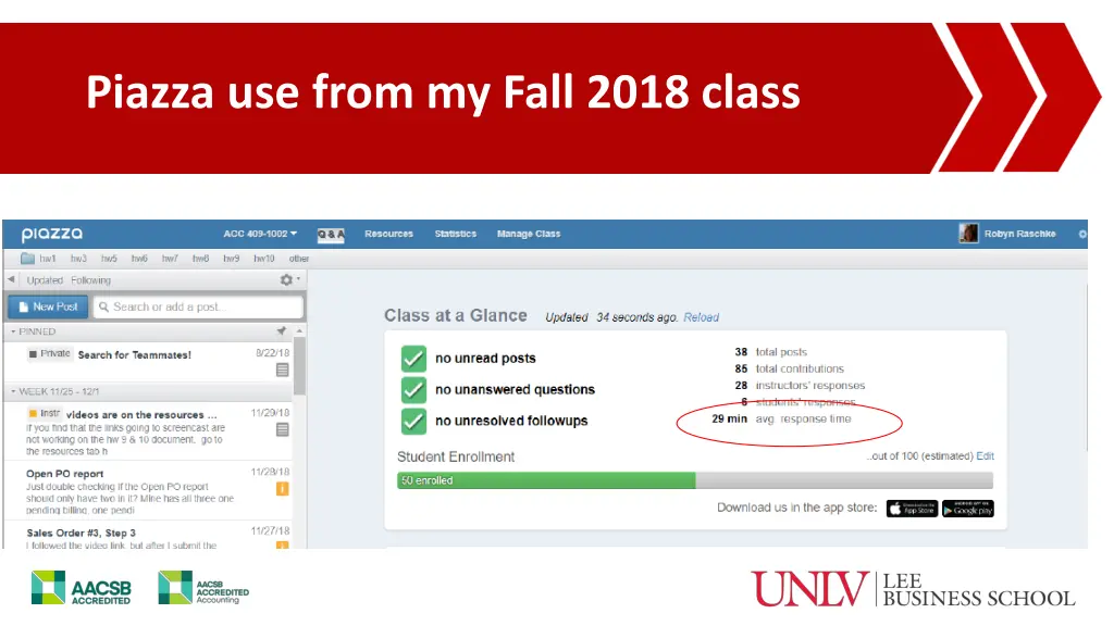 piazza use from my fall 2018 class