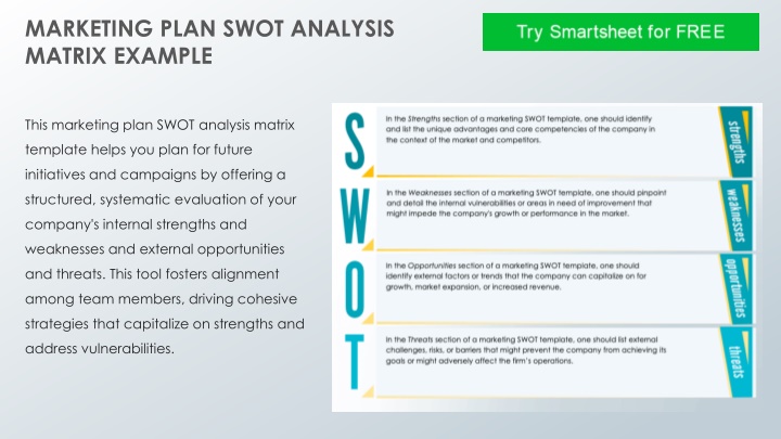 marketing plan swot analysis matrix example