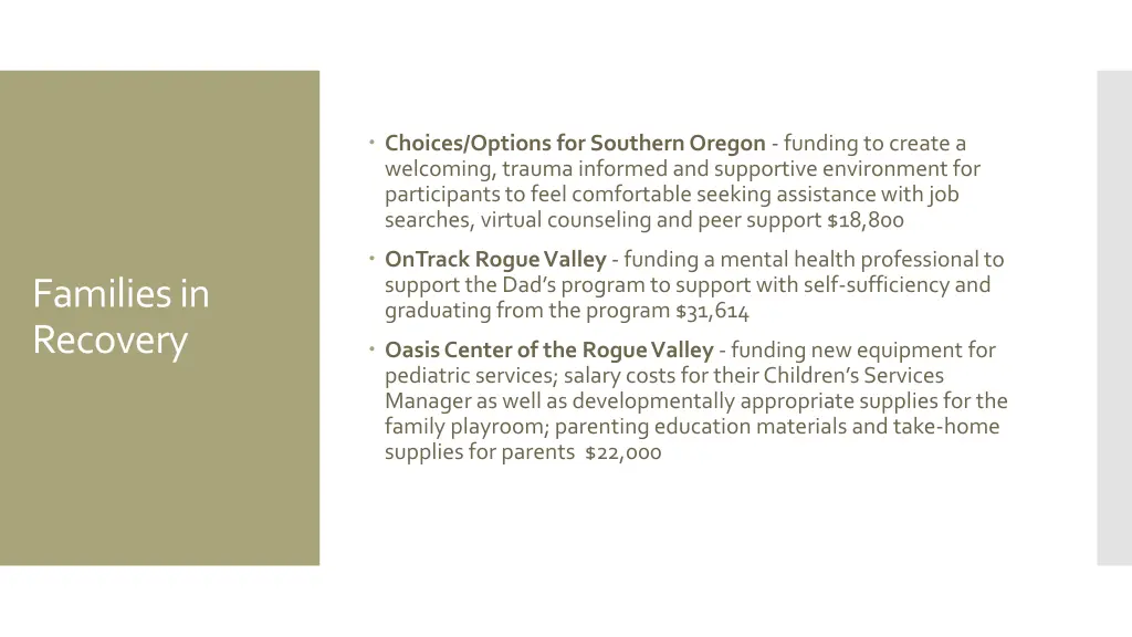 choices options for southern oregon funding