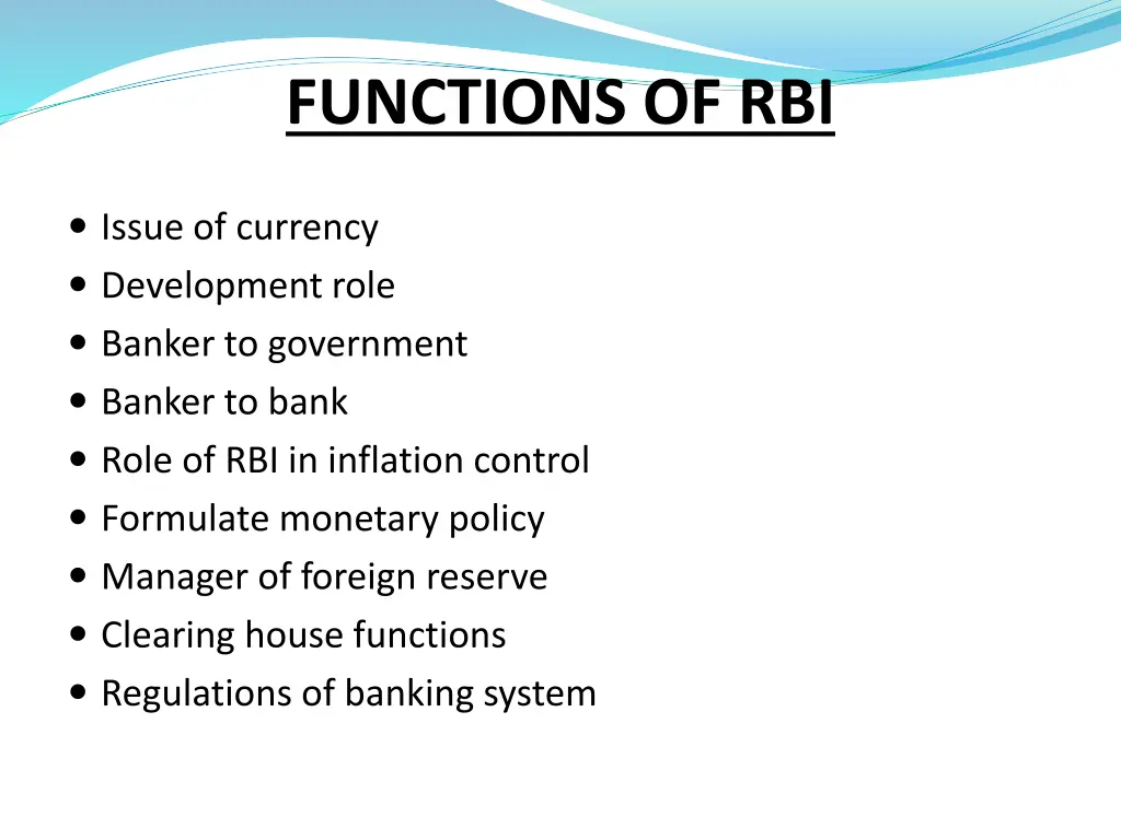 functions of rbi