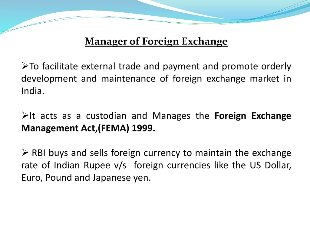 manager of foreign exchange