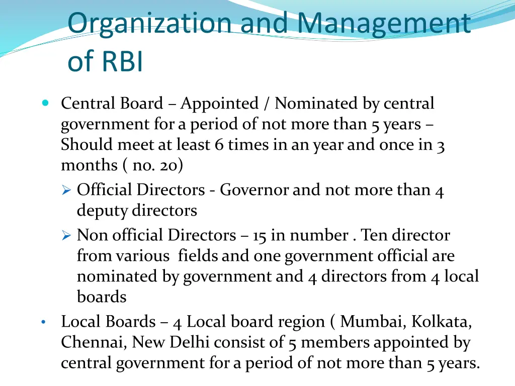 organization and management of rbi