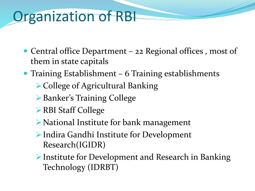 organization of rbi