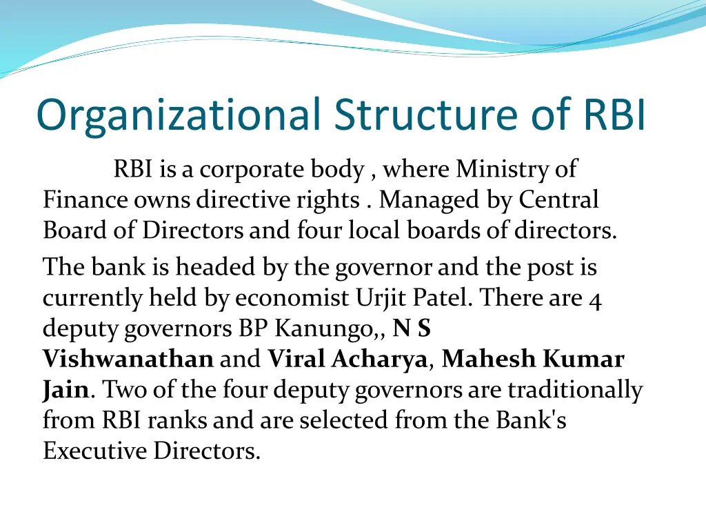 organizational structure of rbi