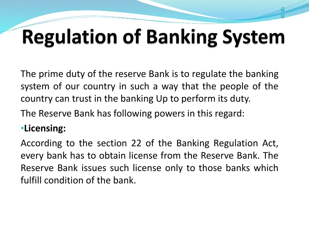 the prime duty of the reserve bank is to regulate