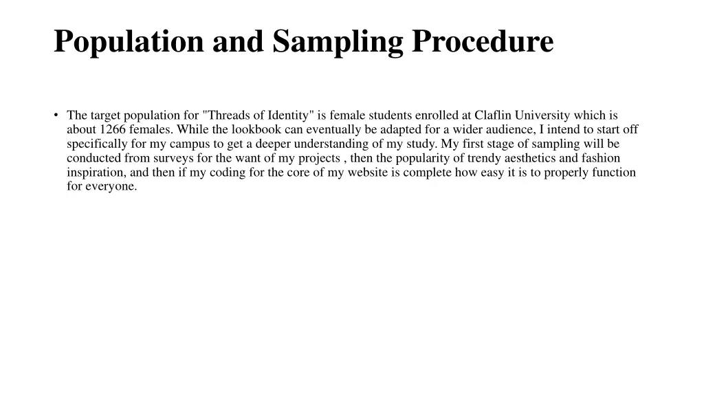 population and sampling procedure