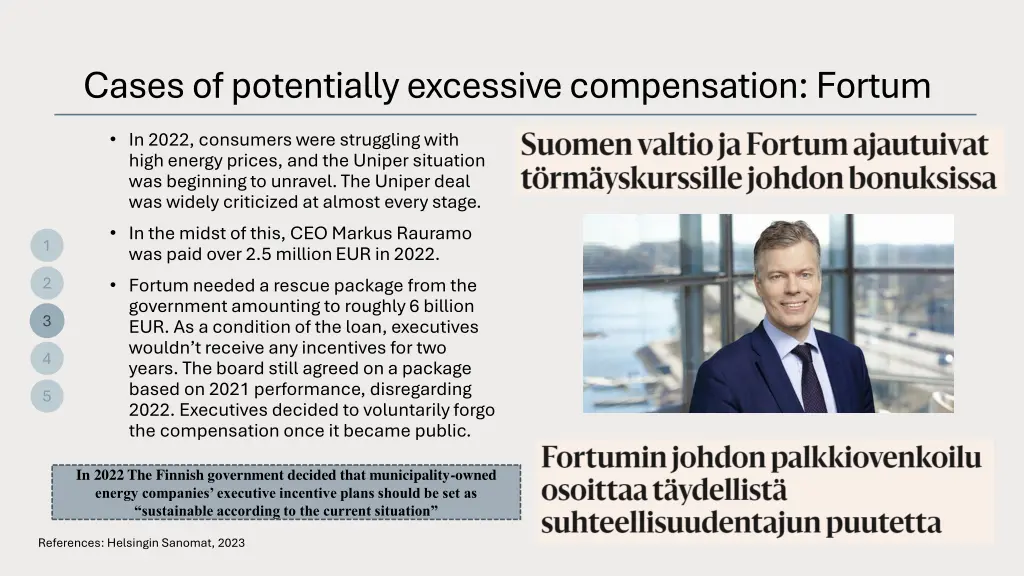 cases of potentially excessive compensation fortum