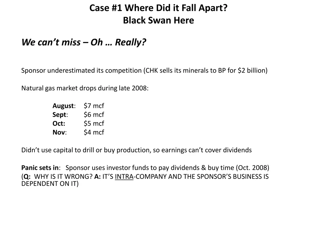 case 1 where did it fall apart black swan here