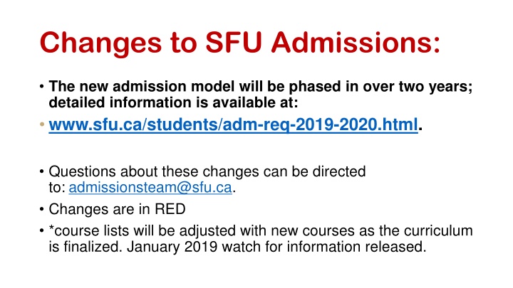 changes to sfu admissions