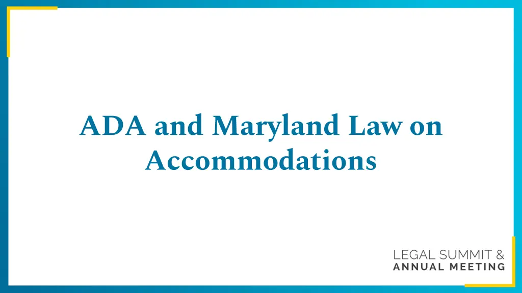 ada and maryland law on accommodations