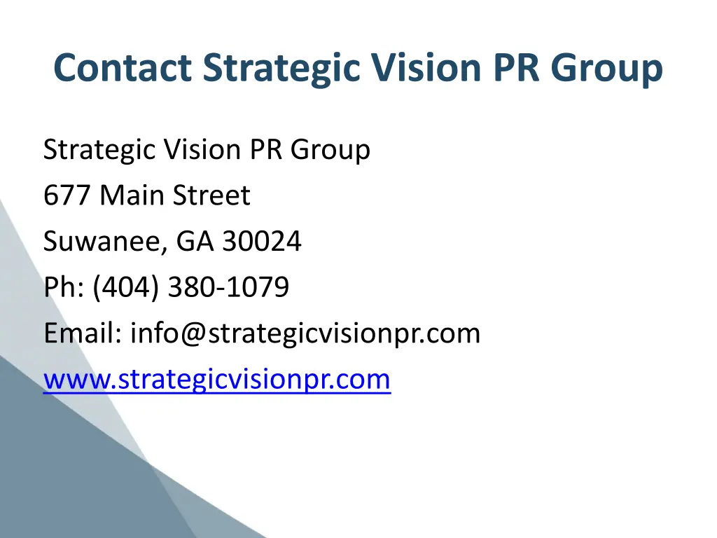 contact strategic vision pr group