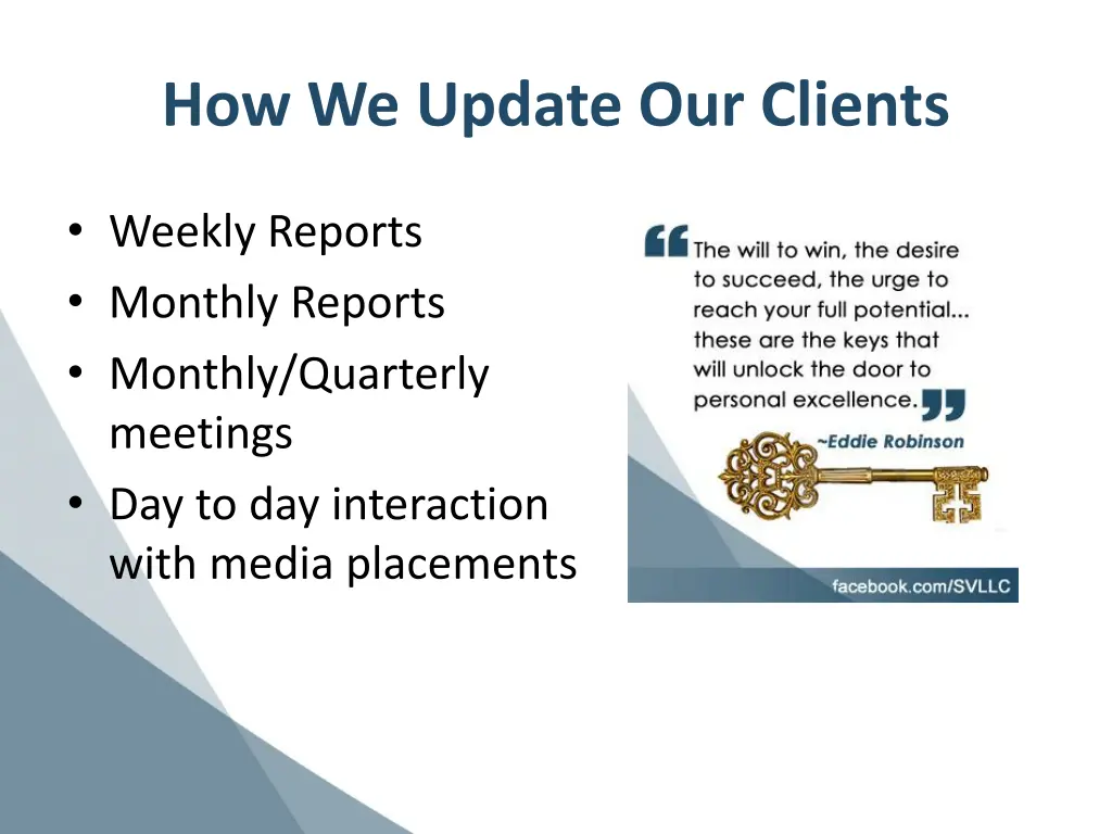 how we update our clients