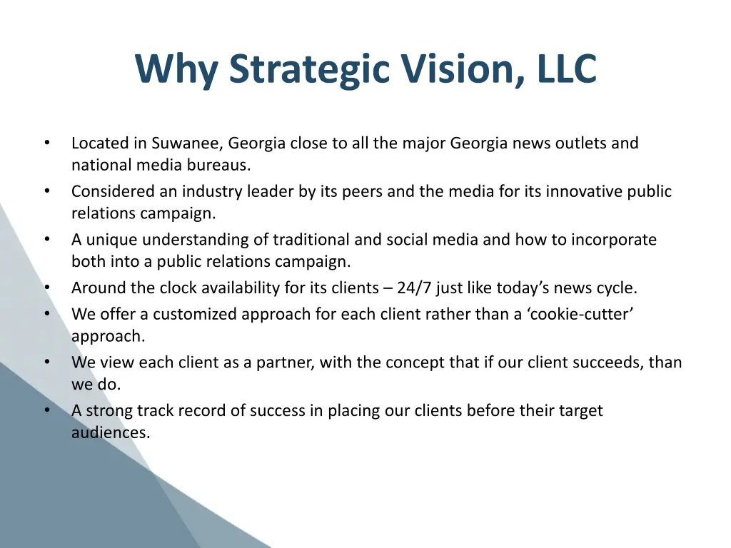 why strategic vision llc