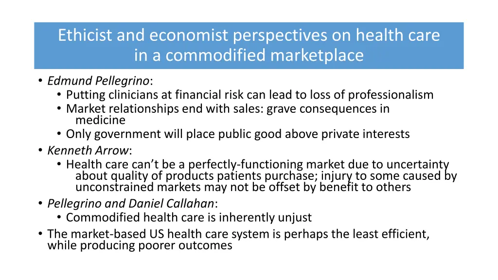 ethicist and economist perspectives on health
