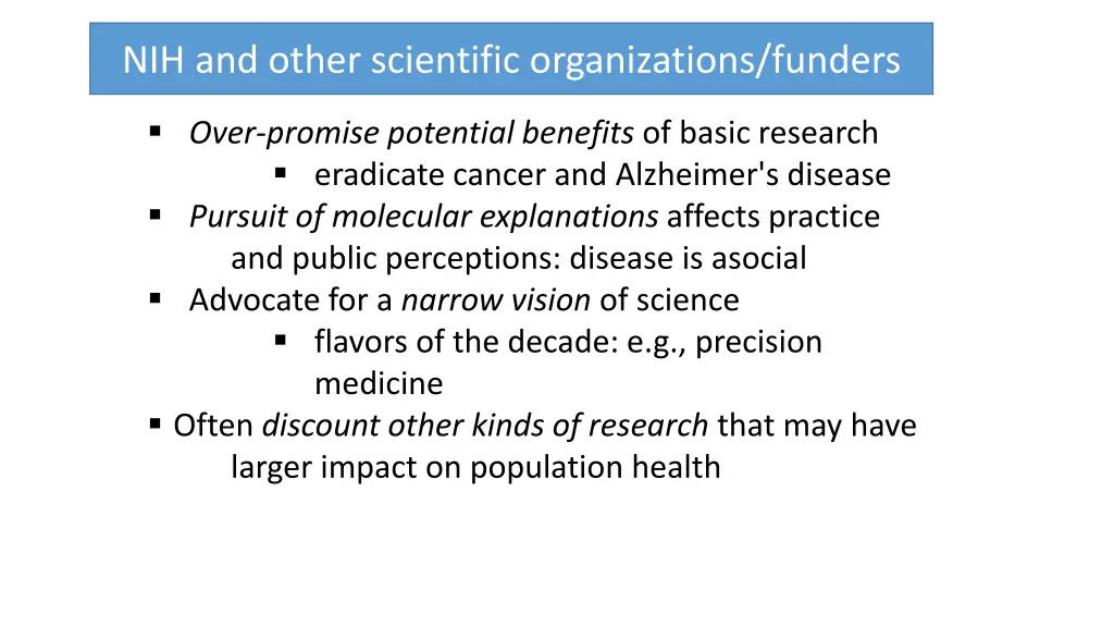 nih and other scientific organizations funders