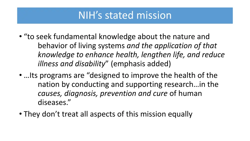 nih s stated mission