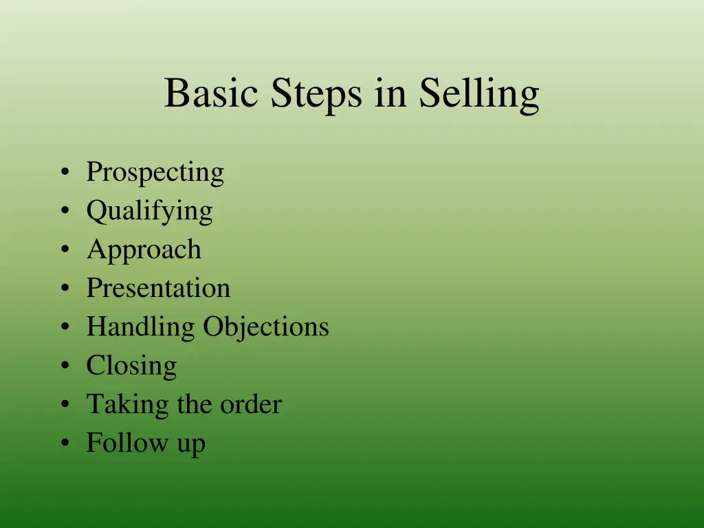basic steps in selling