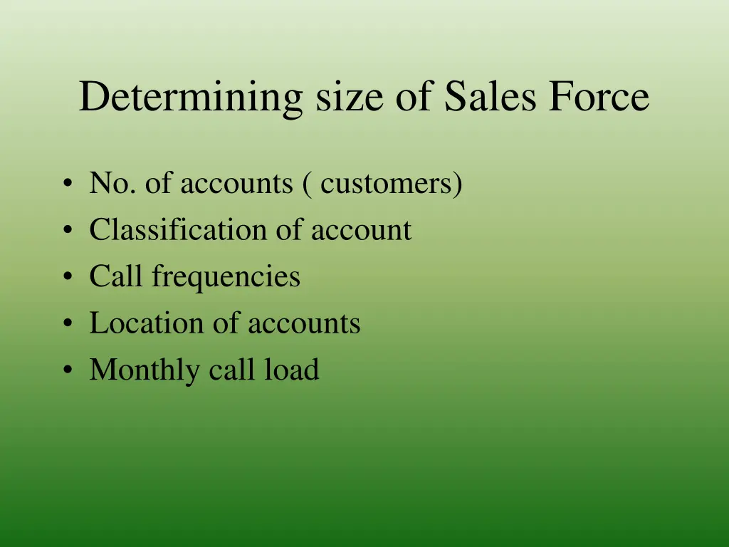 determining size of sales force