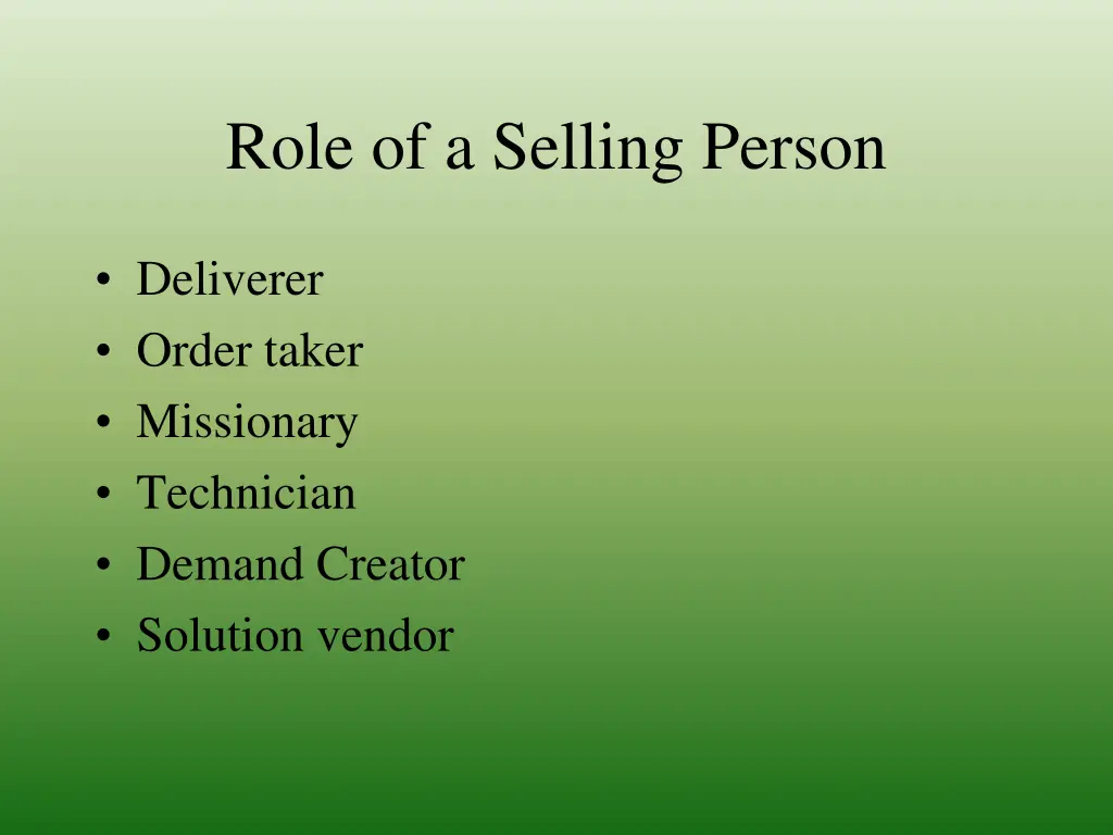 role of a selling person