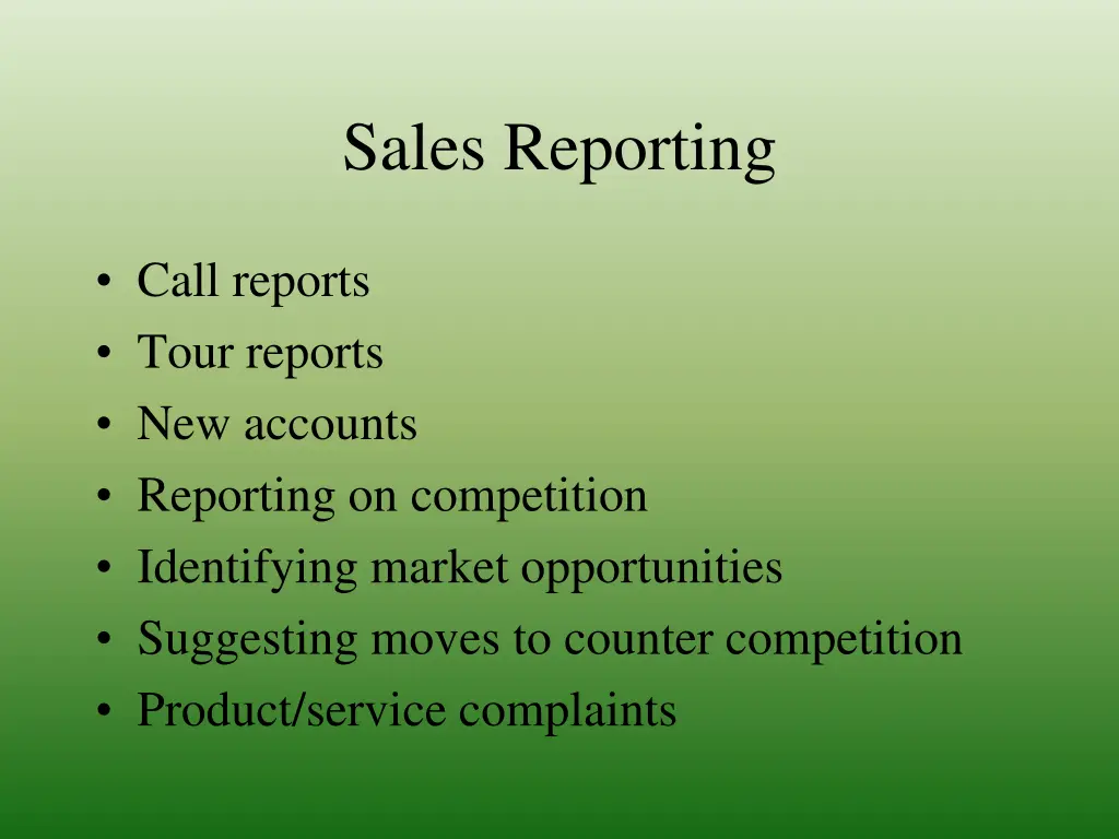 sales reporting