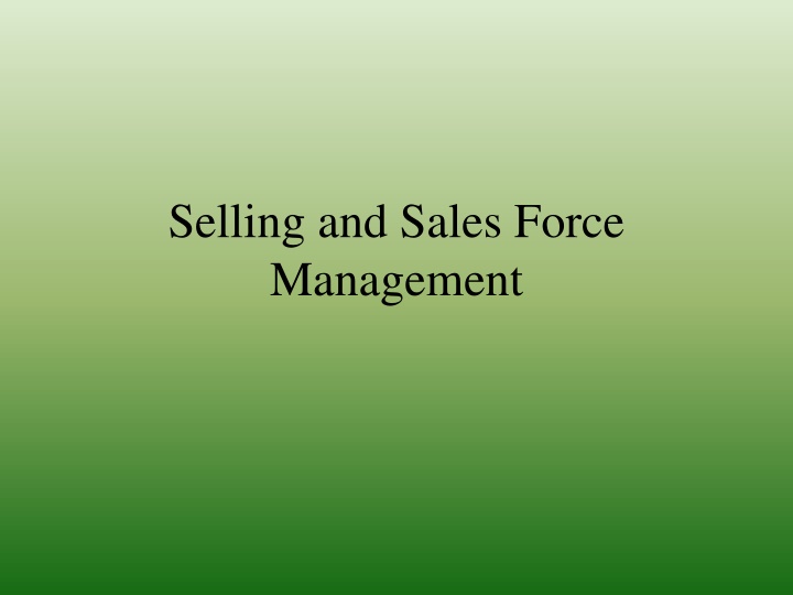 selling and sales force management