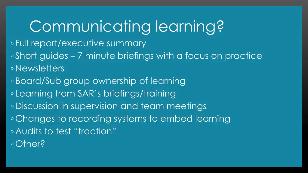 communicating learning full report executive