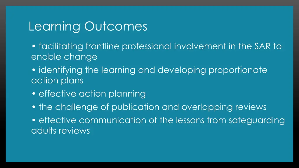 learning outcomes