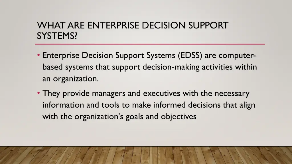 what are enterprise decision support systems