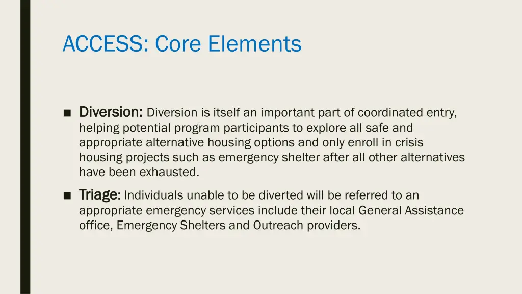 access core elements