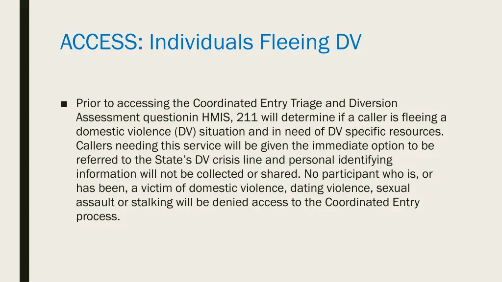 access individuals fleeing dv
