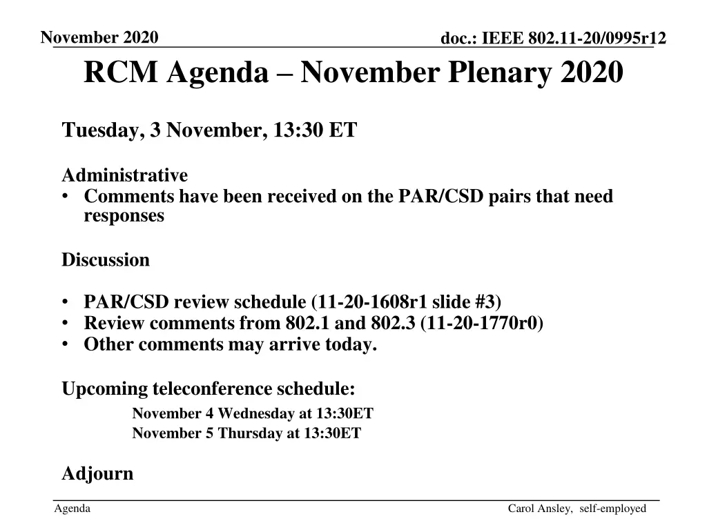 november 2020 rcm agenda november plenary 2020
