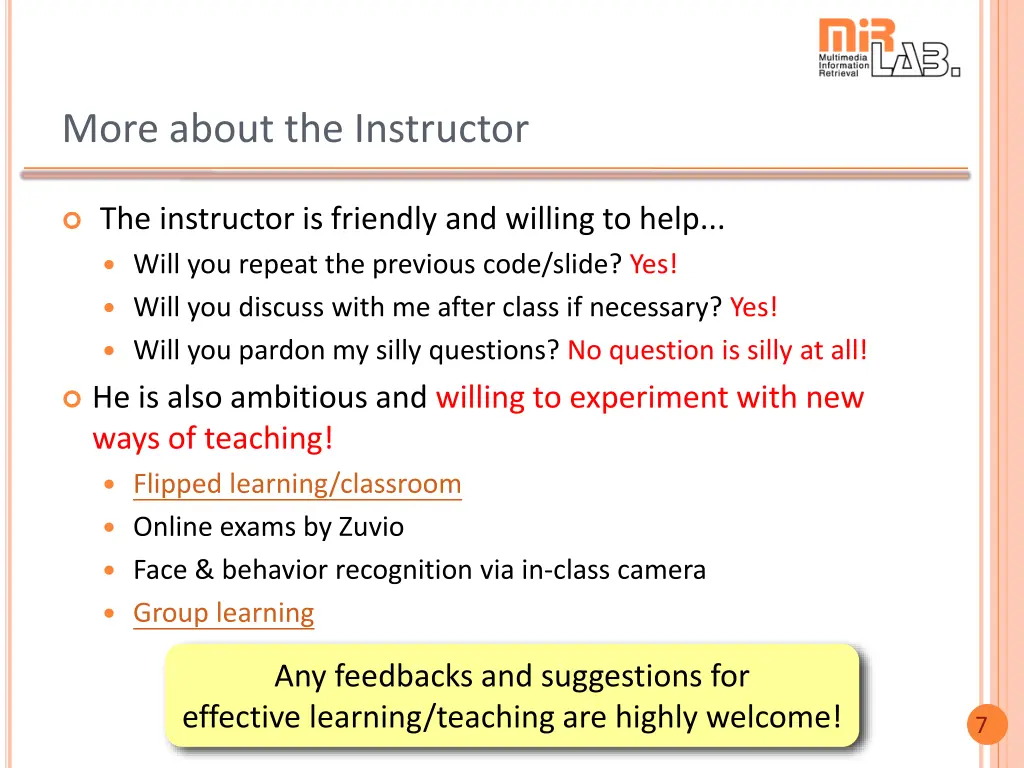 more about the instructor